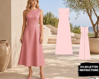 Satin Maxi Dress Sewing Pattern PDF Evening Gown Formal Outfit Alia