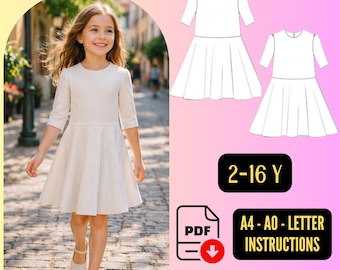 Girls Cottagecore Dress Sewing Pattern PDF Pattern