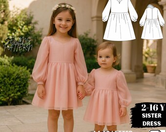 Birthday Girl Sewing Pattern PDF Flower Girl Organza Tulle Kids Prom Dress