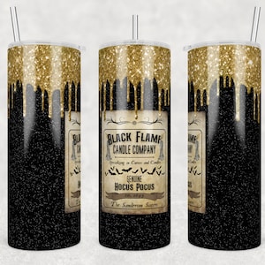 Black Flame Gold Tumbler or Water Bottle