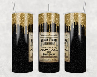 Black Flame Gold Tumbler or Water Bottle
