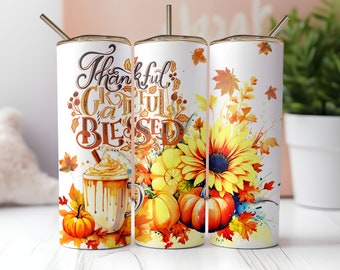 Thankful, Grateful, and Blessed tumbler or Water Bottle