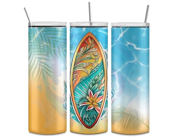 Surfboard Tumbler or Water Bottle