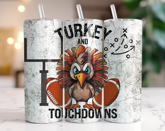 Turkey and Touchdowns Tumbler or Water Bottle