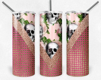 Pink Skull V Split Tumbler or Water Bottle