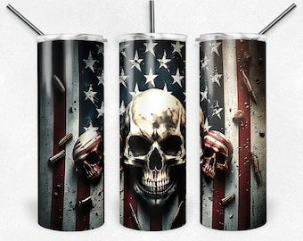 Skull Flag Tumbler or Water Bottle
