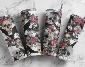 Rose/Skull Tumbler or Water Bottle