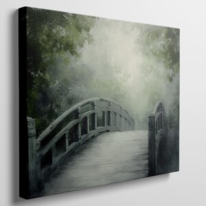Serenity on the Bridge: Mystical Canvas Wall Art Print for Tranquil Living Spaces and Relaxation