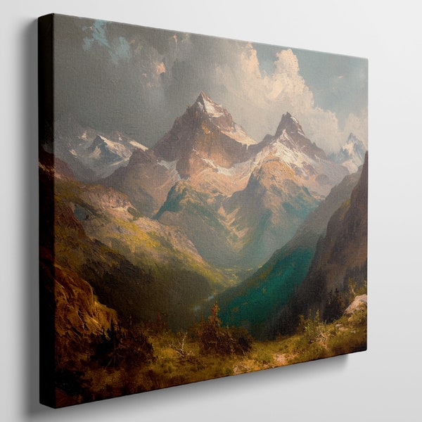 Ready to Hang Canvas Print - Alpine Serenity: Majestic Mountain Landscape for Rustic Interiors