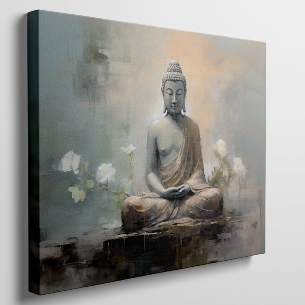 Serene Buddha Canvas Wall Art Print - Spiritual Zen Decor for Peaceful Ambiance