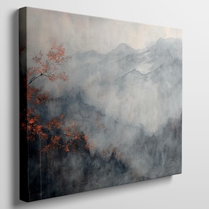 Misty Mountain Autumn Landscape Canvas Art Print