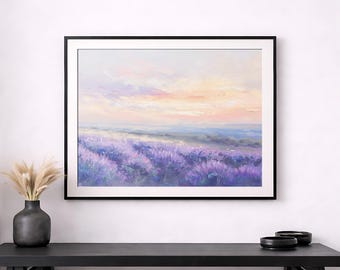 Impression d'art Lavender Field Sunset : affiche d'art vibrante