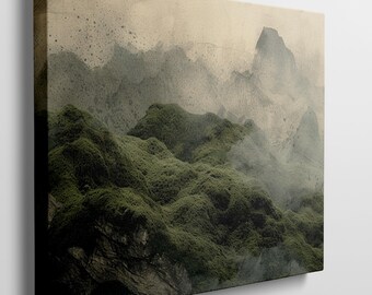 Misty Mountain Landscape Canvas Print: Tranquil Home Decor
