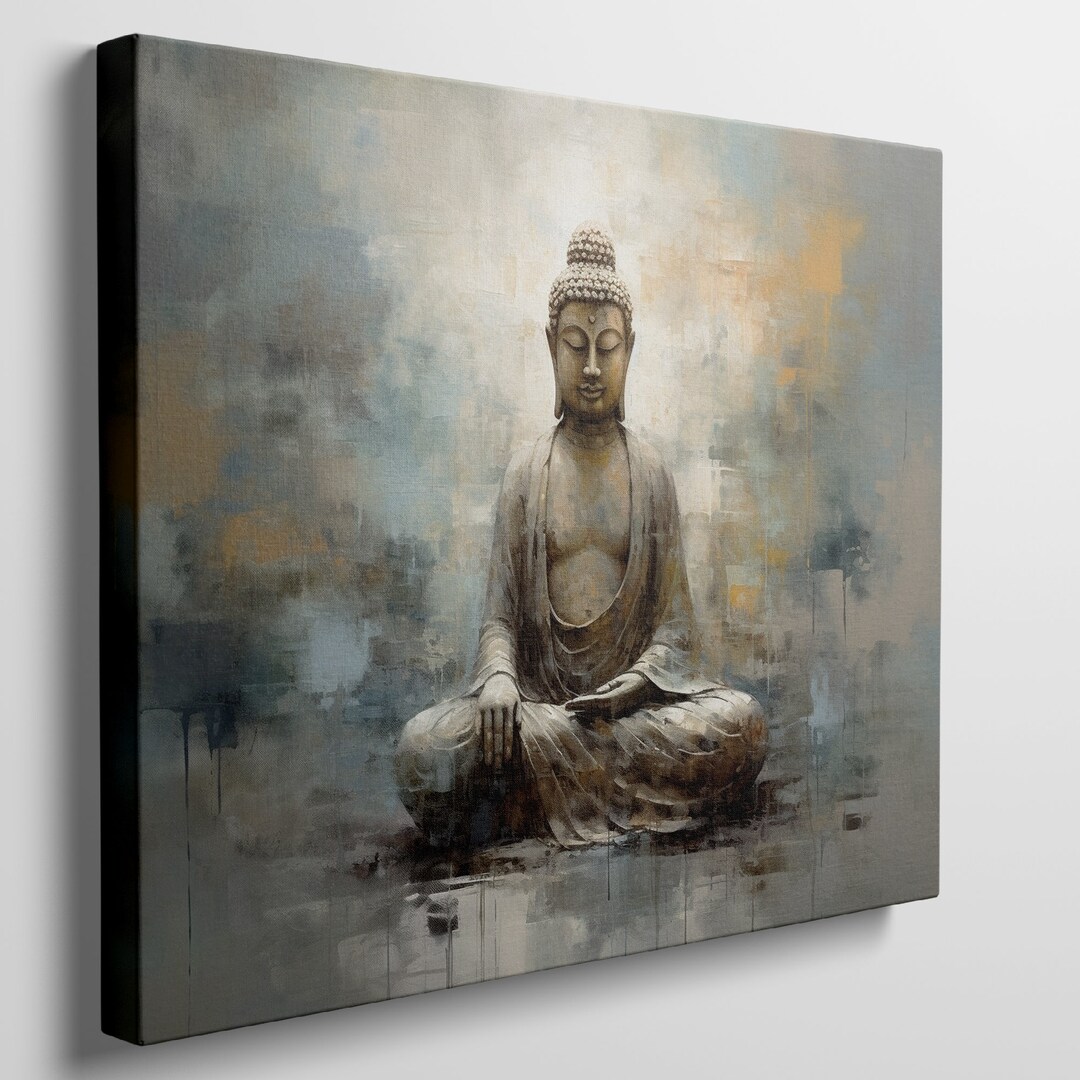 Buddha Canvas Wall Art Print, Serene Meditation Figure in Abstract ...