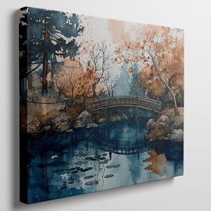 Autumn Bridge Canvas Print: Tranquil Nature Scene Gallery Wall Art