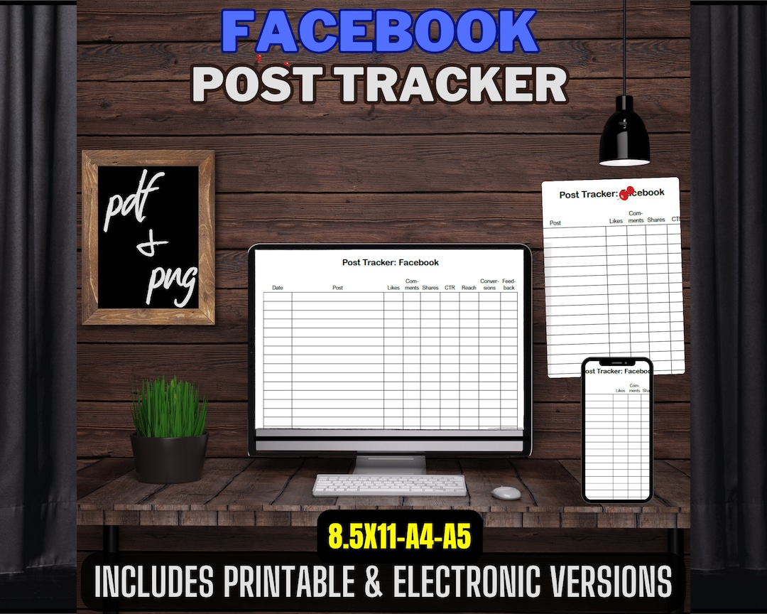 Facebook Post Tracker Printable Electronic Tracker Facebook Social ...