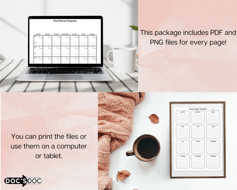 Facebook Post Planner Calendar Printable Electronic Tracker Facebook ...