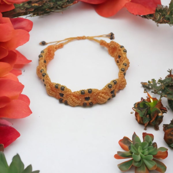 Bracelet enfant LUNE - micro-maccramé - Linhasita jaune soleil