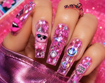 Bundle d'ongles dessin animé, 5 dessins d'ongles fantastiques, bonbons Dragon céleste Kawaii Y2K, téléchargement numérique