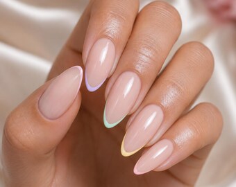 Micro French Nail Bundle, 5 luxuriöse minimalistische Designs, Buttergelb-Pastell-Gold-Spitzen, digitaler Download