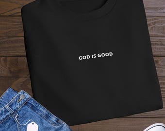 Christliches Sweatshirt, gestickter christlicher Rundhalsausschnitt, religiöses Kleid, Glaube-Sweatshirt, gesticktes Sweatshirt, Geschenke für Christen