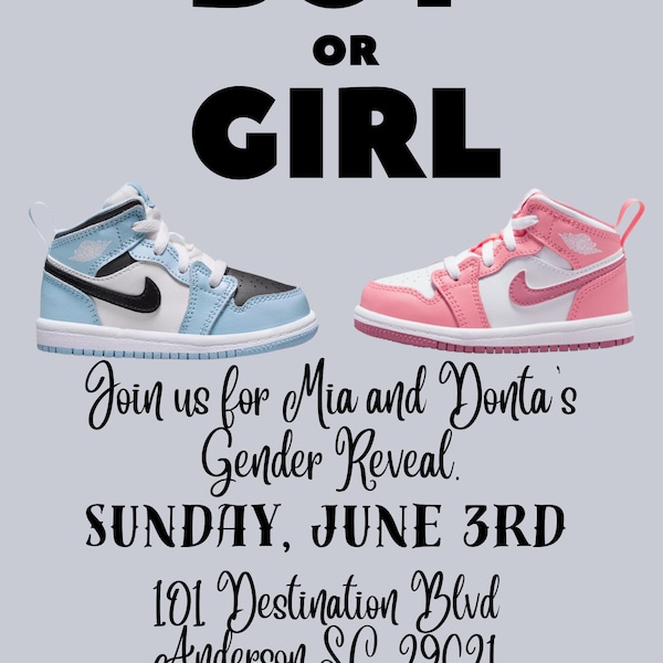 Sneaker Head Gender Reveal Invitation