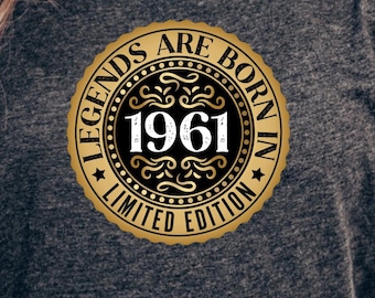 1961 Legends Are Born In 1961 T-shirt vintage 1961 T-shirt 1961 mijlpaal cadeau shirt uniseks crew T-shirt