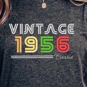 Vintage 1956 Classic T-Shirt Retro Birthday Gift Unisex Adult Tee Colorful Year Shirt Old School Style Top Casual Wear