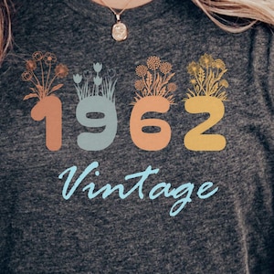 1962 Flower Vintage Tee | Unisex Retro Graphic Shirt | 60s Nostalgia Apparel | Casual Birthday Gift for Him & Her
