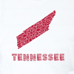 T-shirt Tennessee Mandala Design, T-shirt unisexe en jersey avec art de l'État du Tennessee, style du Sud, cadeau pour les amateurs du Tennessee, mode estivale