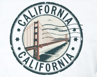 カリフォルニア郵便切手Tシャツ。旅行好きの方にぴったりの快適なユニセックスTシャツ。休暇、夏、ビーチ旅行に最適なギフトです。