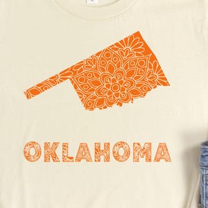Oklahoma Mandala Design T-Shirt, Unisex Jersey T-Shirt mit Oklahoma State Art, südlicher Stil, Geschenk für Oklahoma Liebhaber, Sommermode