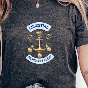 Celestial Merchant Fleet Shirt, Nautical Anchor Design Tee, Maritime Merchant Sailor Gift, Unique Maritime Apparel, Ocean Lover T-Shirt