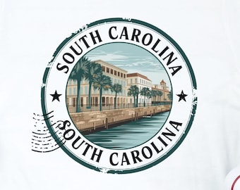 South Carolina Postal Stamp Tee,  Comfortable Unisex T-Shirt for Travel Lovers, Perfect Gift for Vacations, Summer, Beach Getaways