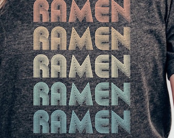 レトロなラーメンTシャツ、トレンディなユニセックスのグルメシャツ、ラーメン愛好家に最適、普段着、グルメへのユニークなギフト、夏スタイル