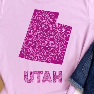 Utah Mandala Design Tee, Unisex Jersey T-Shirt with Utah State Art, Southern Style, Gift for Utah Lovers, Summer Fashion