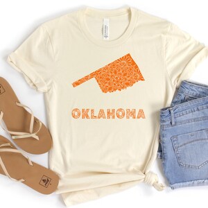 Oklahoma Mandala Design T-Shirt, Unisex Jersey T-Shirt mit Oklahoma State Art, südlicher Stil, Geschenk für Oklahoma Liebhaber, Sommermode