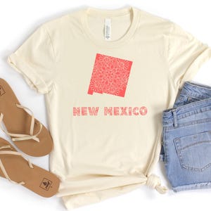 New Mexico Mandala Design T-Shirt, Unisex Jersey T-Shirt mit New Mexico State Art, Südlicher Stil, Geschenk für New Mexico Liebhaber, Sommermode