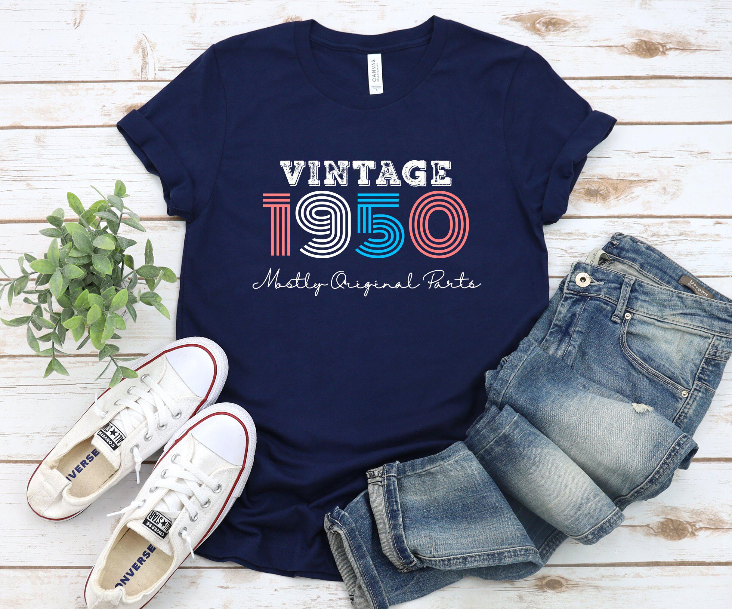 Vintage 1950 Mostly Original Parts T-shirt, Retro Birthday Gift