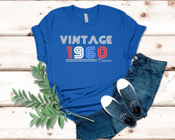 Vintage 1960 Classic T-shirt Retro Birthday Gift Tee Bold Colorful