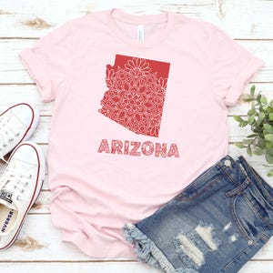 Arizona Mandala Design Tee, Unisex Jersey T-Shirt mit Arizona State Art, Südlicher Stil, Geschenk für Arizona Liebhaber, Sommermode