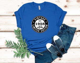 Vintage 1958 Limited Edition T-shirt Aged to Perfection Funny 1958