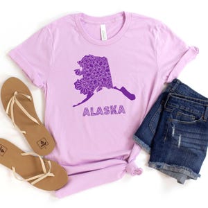Alaska Mandala Design Tee, Unisex Jersey T-Shirt mit Alaska State Art, Südlicher Stil, Geschenk für Alaska Liebhaber, Sommermode