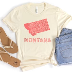 Montana Mandala Design T-Shirt, Unisex Jersey T-Shirt mit Montana State Art, südlicher Stil, Geschenk für Montana-Liebhaber, Sommermode