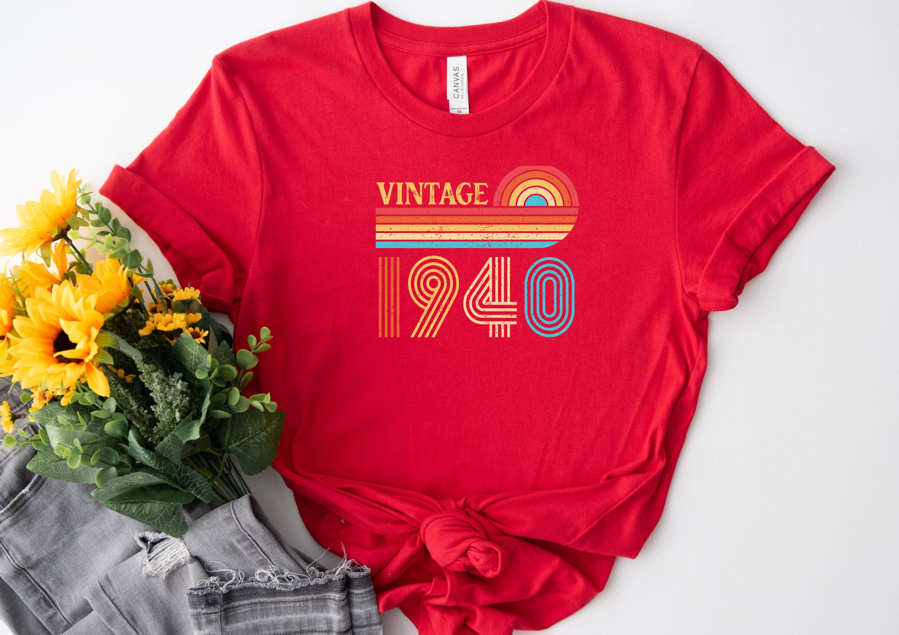 Vintage 1940 Graphic Tee Retro 1940 T-shirt Classic 1940 Design