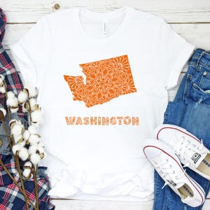 Washington Mandala Design Tee, Unisex Jersey T-Shirt with Washington State Art, Southern Style, Gift for Washington Lovers, Summer Fashion