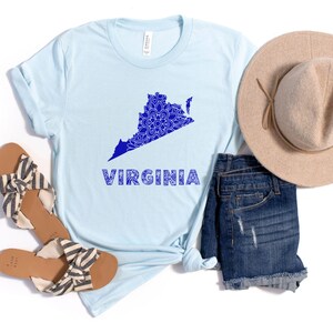Virginia Mandala Design Tee, Unisex Jersey T-Shirt mit Virginia State Art, Südlicher Stil, Geschenk für Virginia Lovers, Sommermode