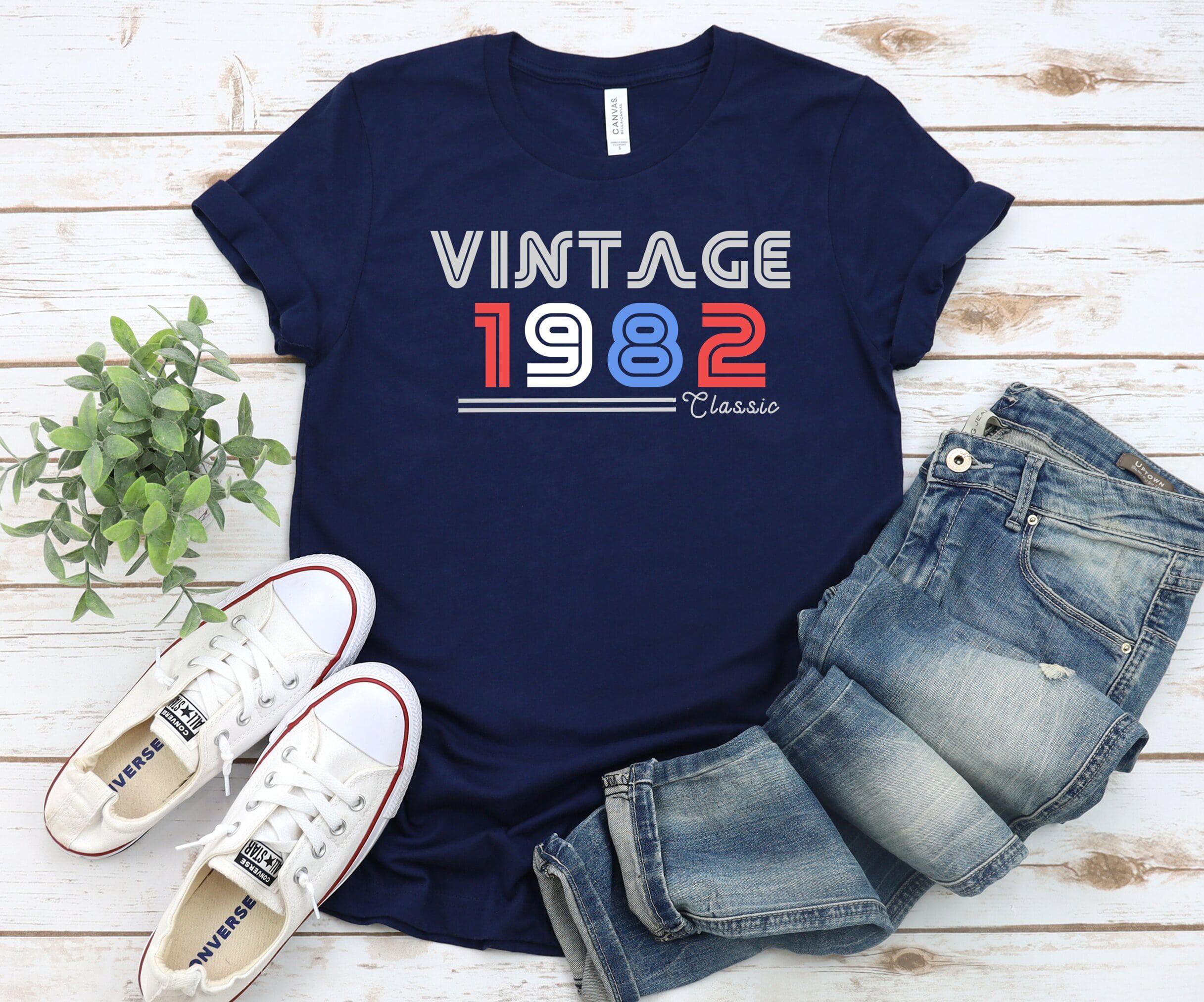Vintage 1982 Classic T-shirt, Colorful Year Graphic Tee, Unisex T 