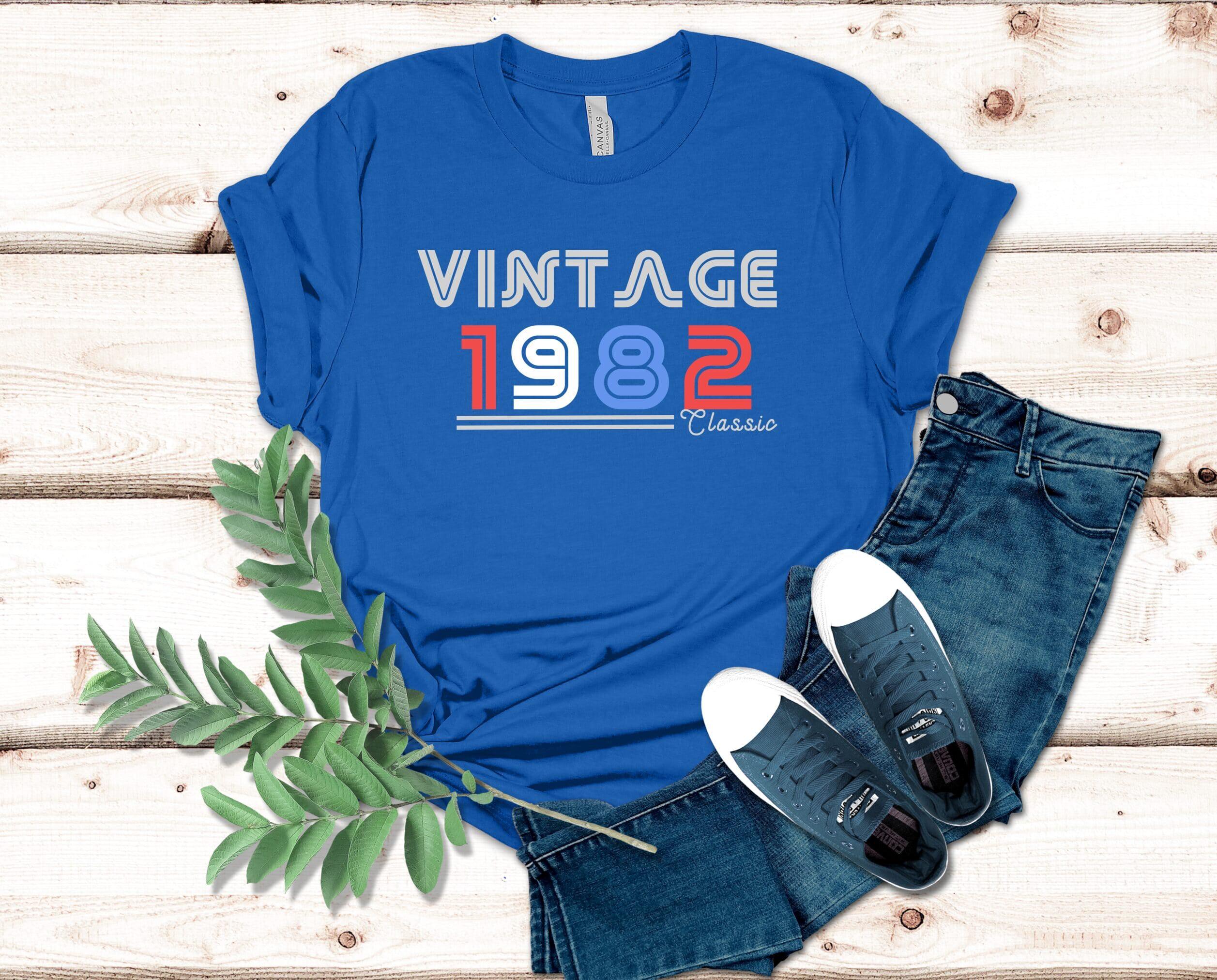 Vintage 1982 Classic T-shirt, Colorful Year Graphic Tee