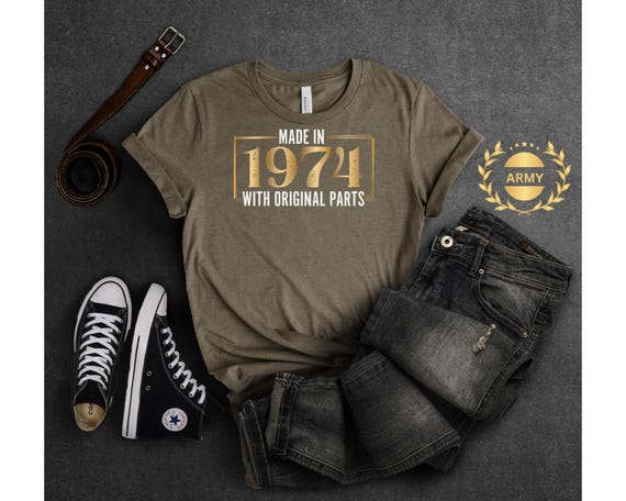 Made in 1974 T-shirt Gold 51st Birthday Gift for Men Women Vintage